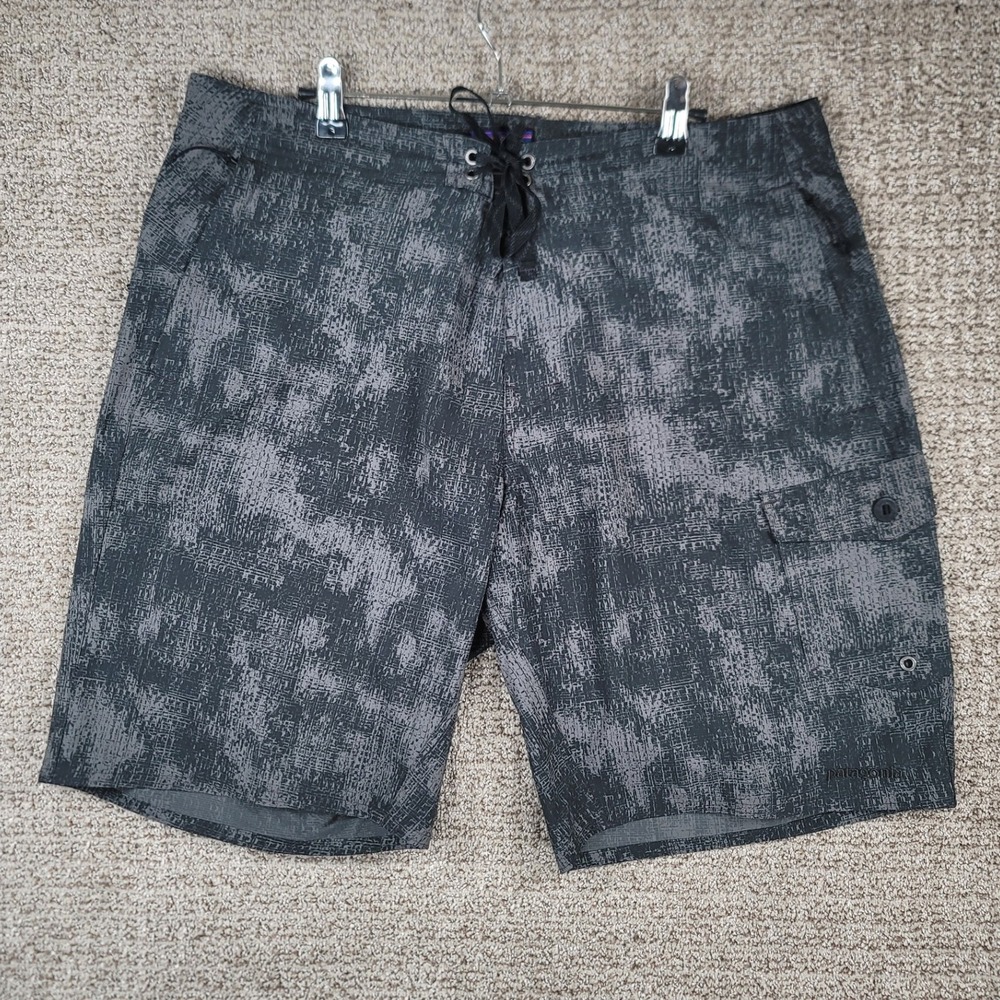 Patagonia Mens Journeyman Board Shorts Gray Camo Print Swim Trunks Size 36 Cargo